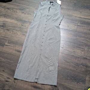 NWT Kathie Lee Checkered‎ Black and White Midi Dress Size 10